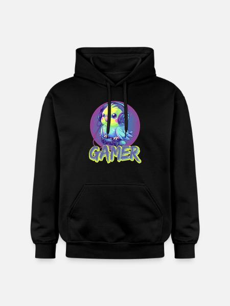 Gaming Budgie Gamer Bird Videospil - Gildan Softstyle® Midweight unisex-hoodie - sort
