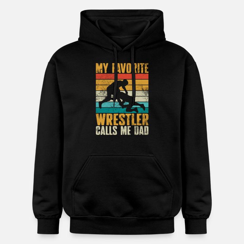 Mon lutteur préféré m’appelle papa - Sweat à capuche Softstyle® Gildan Unisexe - noir
