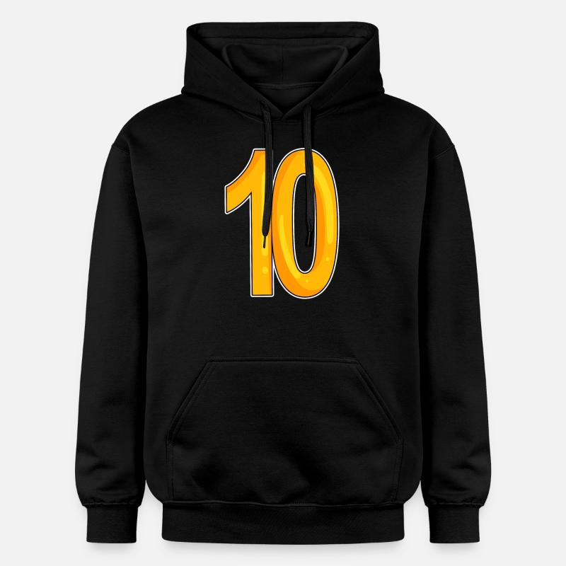 10 - dix - jaune - Sweat à capuche Softstyle® Gildan Unisexe - noir