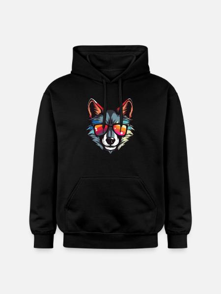 Wolf Head Cool - Gildan Unisex Softstyle® Midweight Hoodie - black