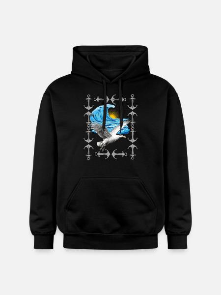 Havfugle Måger Måger Bølge Havmåge - Gildan Softstyle® Midweight unisex-hoodie - sort