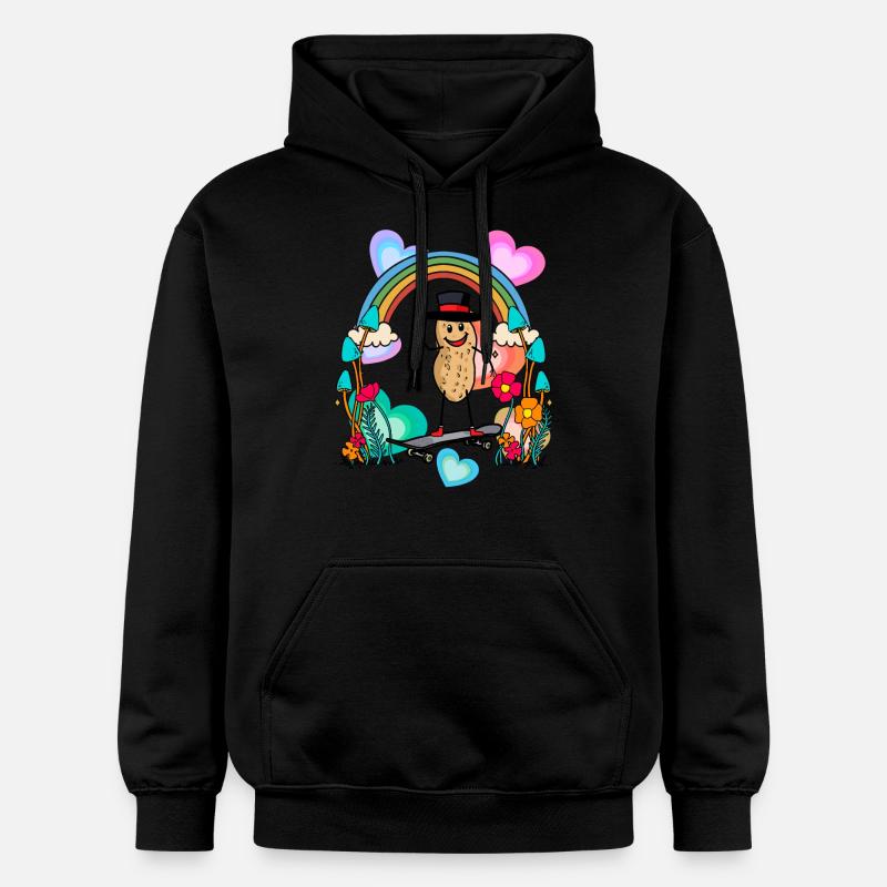 Cacahuètes Cacahuètes arc-en-ciel coeurs anniversaire - Sweat à capuche Softstyle® Gildan Unisexe - noir
