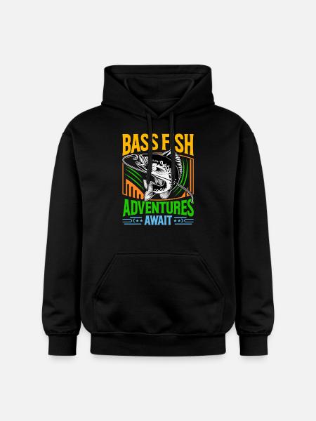 Bass Fish Adventures await - Gildan Unisex Softstyle® Midweight Hoodie - black