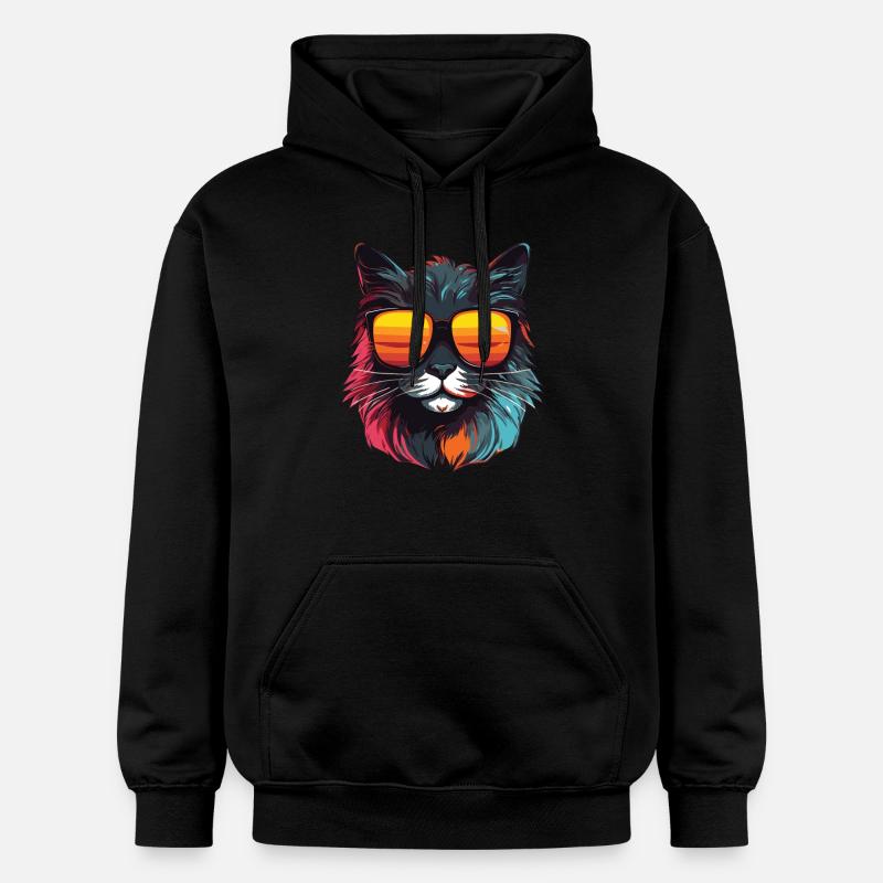 Tête de chat Cool - Sweat à capuche Softstyle® Gildan Unisexe - noir
