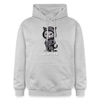 Chat maléfique ennuyeux - Sweat à capuche Softstyle® Gildan Unisexe - gris clair chiné - Devant - Liana (172cm) & Jaron (178cm)