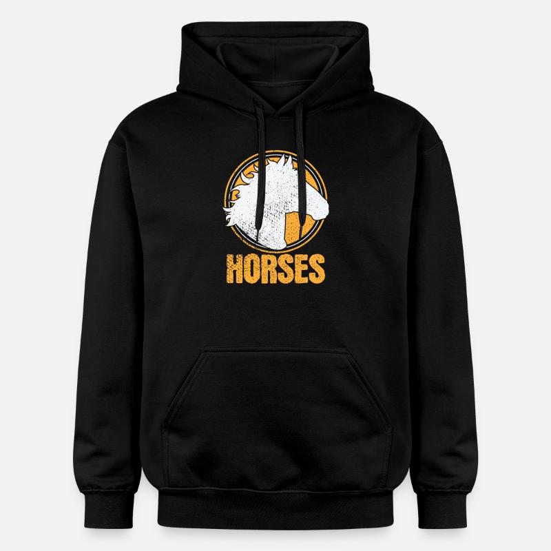 Cheval à crinière « Chevaux » - Sweat à capuche Softstyle® Gildan Unisexe - noir