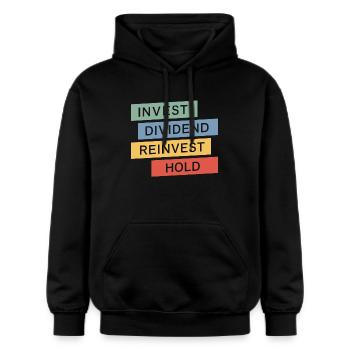 Lustige finanzielle Unabhängigkeit von Dividendeninvestoren - Gildan Unisex Softstyle® Midweight Hoodie - Schwarz - Vorne - Marisol (170cm) & Nik (191cm)
