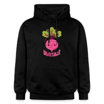 Beetroot pun - Gildan Unisex Softstyle® Midweight Hoodie - black - Front - Marisol (170cm) & Nik (191cm)
