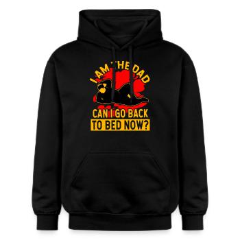 I am the Dad can I go back to bed now? - Gildan Unisex Softstyle® Midweight Hoodie - black - Front - Marisol (170cm) & Nik (191cm)
