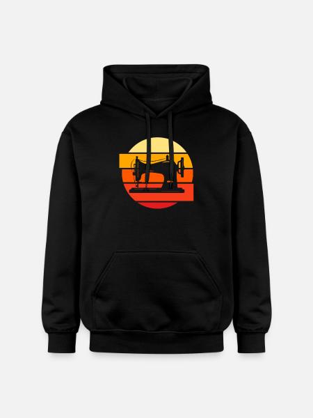 Sewing Machine Seamstress Retro - Gildan Unisex Softstyle® Midweight Hoodie - black