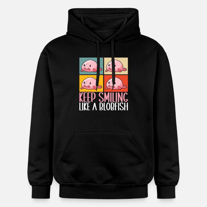 Poisson blob mignon poisson laid - Sweat à capuche Softstyle® Gildan Unisexe - noir
