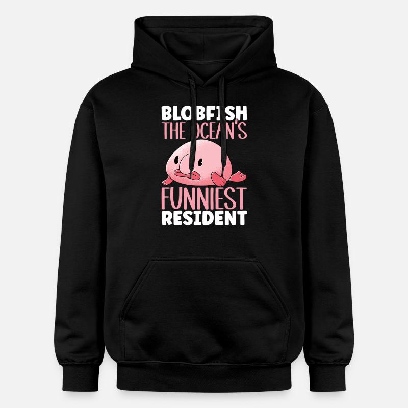 Poisson blob mignon poisson laid - Sweat à capuche Softstyle® Gildan Unisexe - noir
