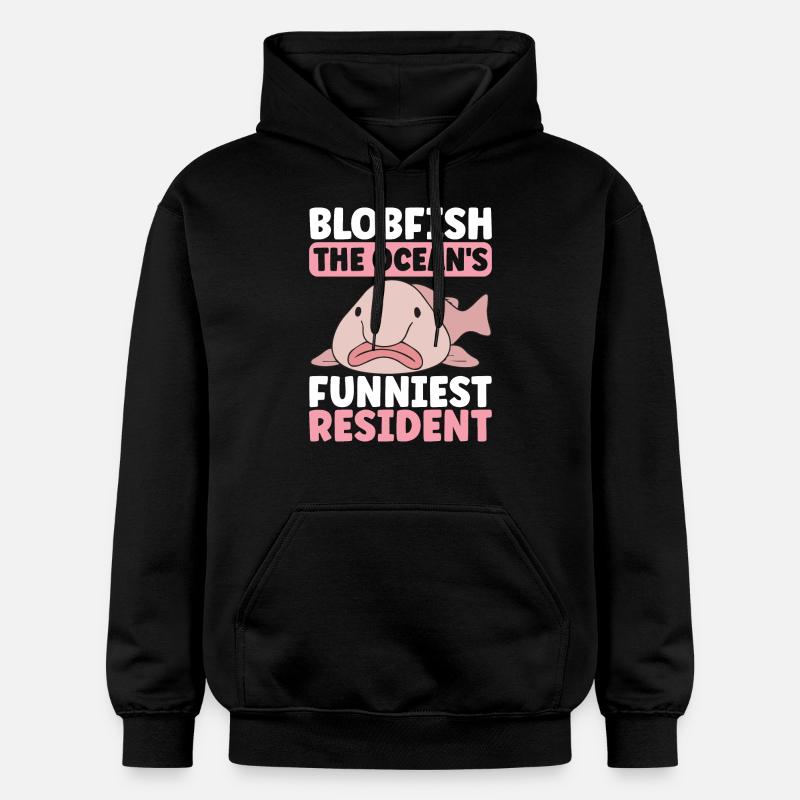 Poisson blob mignon poisson laid - Sweat à capuche Softstyle® Gildan Unisexe - noir