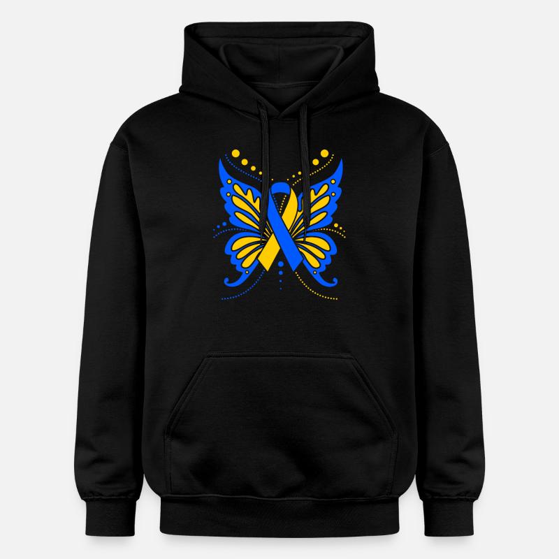 Papillon trisomique - Sweat à capuche Softstyle® Gildan Unisexe - noir
