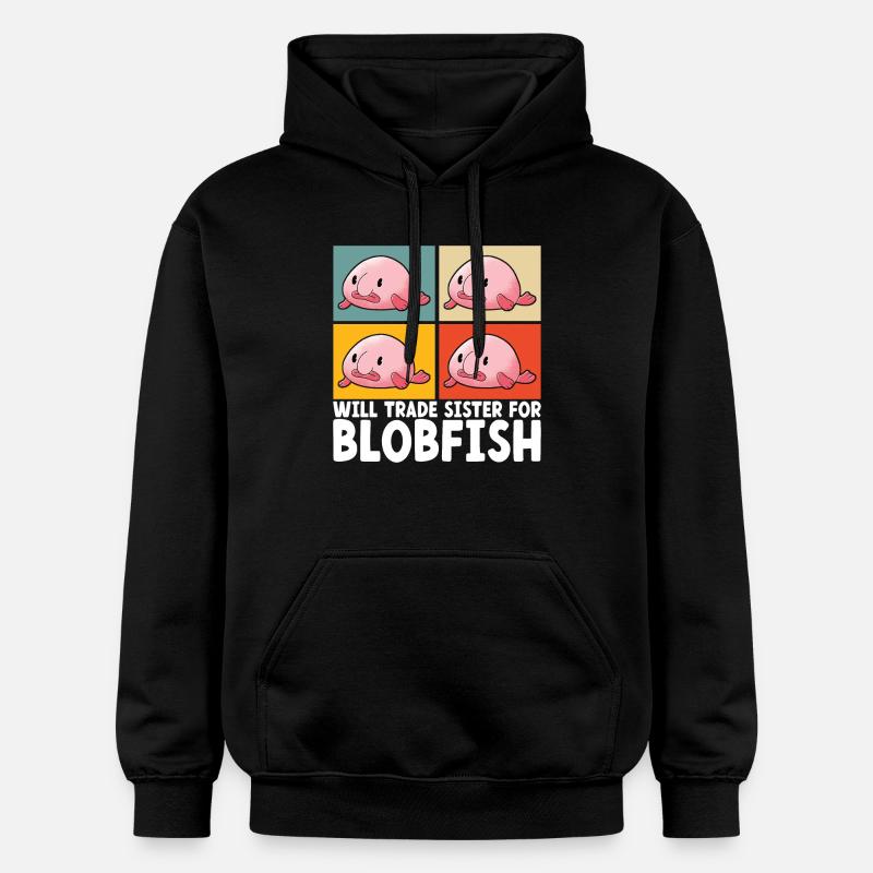 Poisson blob mignon poisson laid - Sweat à capuche Softstyle® Gildan Unisexe - noir