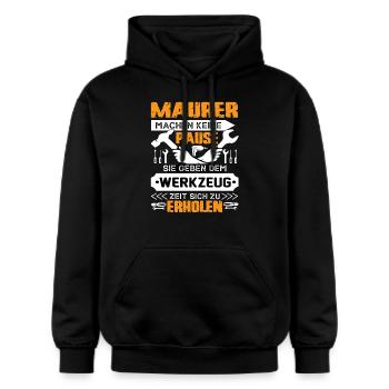 Maurer Machen Keine Pause - Gildan Unisex Softstyle® Midweight Hoodie - Schwarz - Vorne - Marisol (170cm) & Nik (191cm)