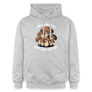 I will find you and I will eat you Mushroom Huntin - Gildan Unisex Softstyle® Midweight Hoodie - light heather grey - Front - Liana (172cm) & Jaron (178cm)