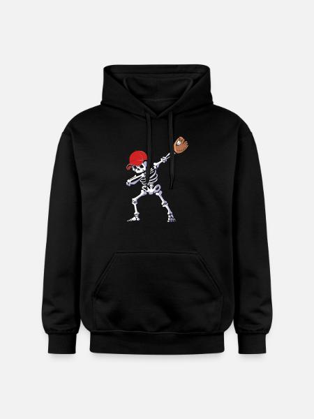 Baseball Skeleton Halloween - Gildan Unisex Softstyle® Midweight Hoodie - black
