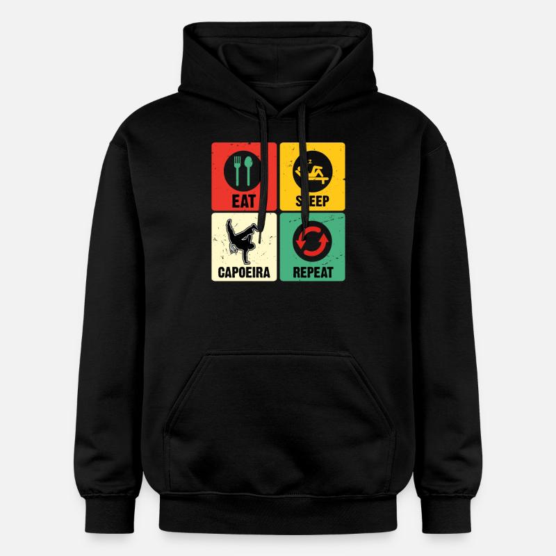 Manger Dormir Capoeira Répéter - Sweat à capuche Softstyle® Gildan Unisexe - noir