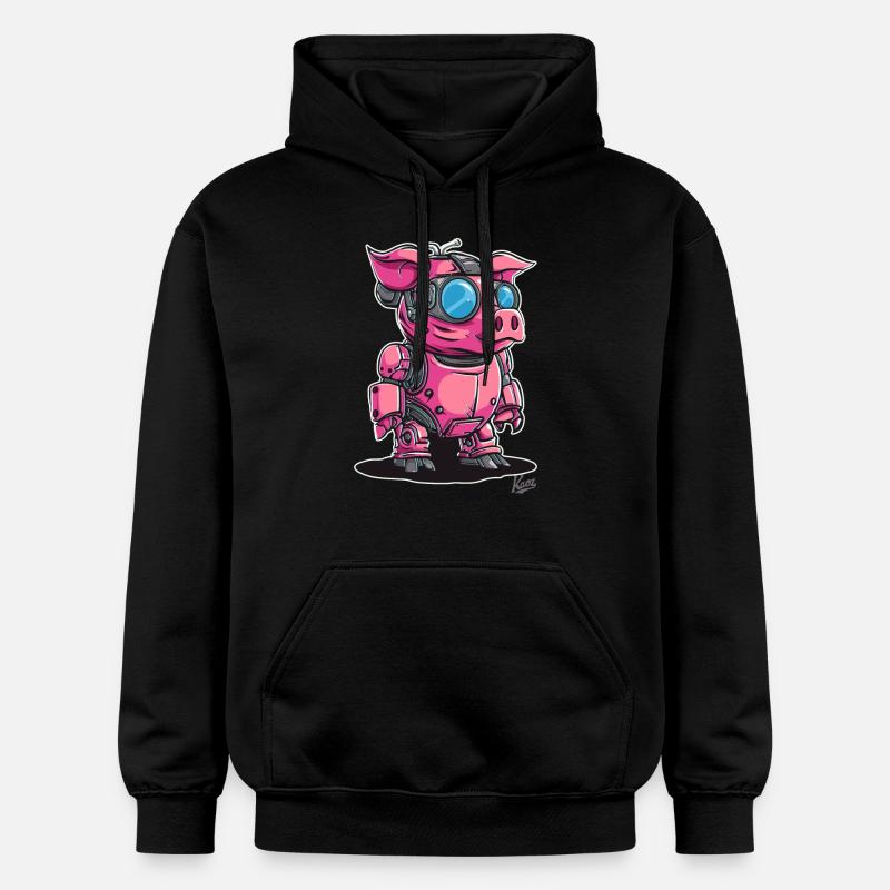 Cyber Cyborg Robot Cochon - Sweat à capuche Softstyle® Gildan Unisexe - noir