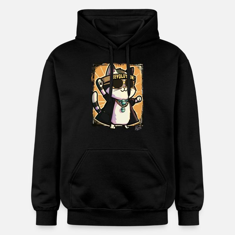 Cool Rocker Cat Revolution - Sweat à capuche Softstyle® Gildan Unisexe - noir