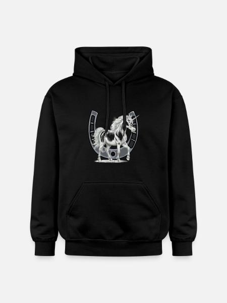Hoefijzer Eenhoorn Eenhoorns Paard Paarden - Gildan uniseks Softstyle® Midweight hoodie - zwart