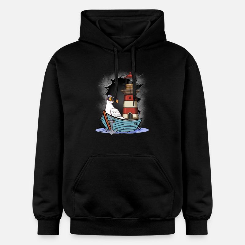 Möwe maritim Möwen Seevögel Leuchtturm - Gildan Unisex Softstyle® Midweight Hoodie - Schwarz