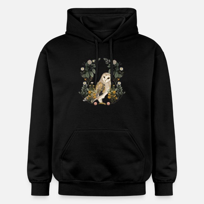 Eulen Eule Blumen Frühling - Gildan Unisex Softstyle® Midweight Hoodie - Schwarz