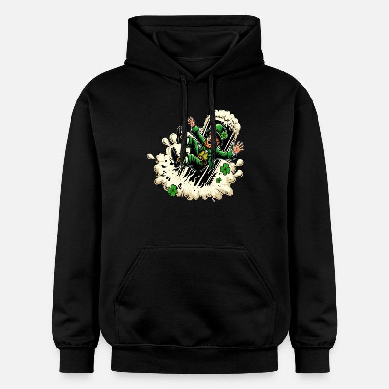 Falling Leprechaun (Leprechaun irlandais) - Sweat à capuche Softstyle® Gildan Unisexe - noir