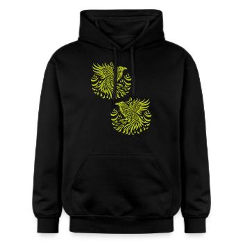 Krähe Raben Vögel okkult Krähen Rabe - Gildan Unisex Softstyle® Midweight Hoodie - Schwarz - Vorne - Marisol (170cm) & Nik (191cm)