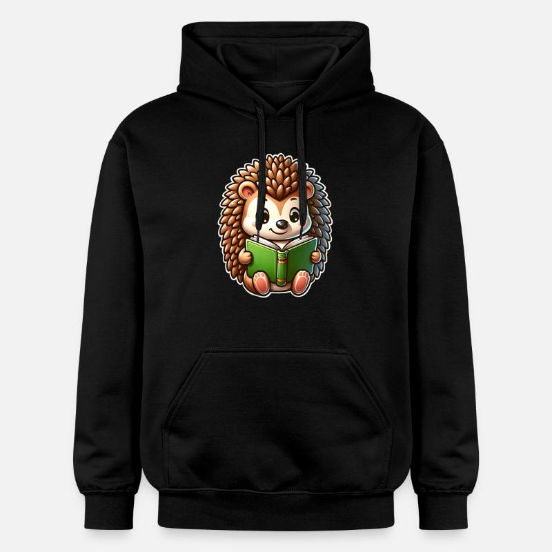 Igel Lesen Buch Bücher - Gildan Unisex Softstyle® Midweight Hoodie - Schwarz