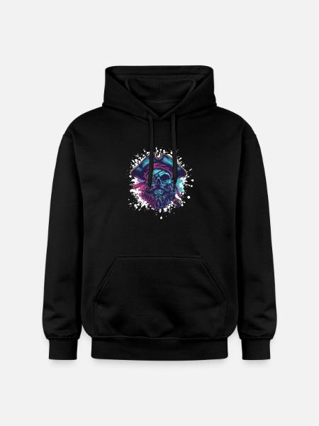Pirate Skull Captain - Gildan Unisex Softstyle® Midweight Hoodie - black