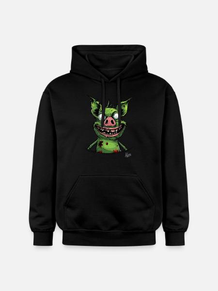 Cochon zombie effrayant drôle - Sweat à capuche Softstyle® Gildan Unisexe - noir
