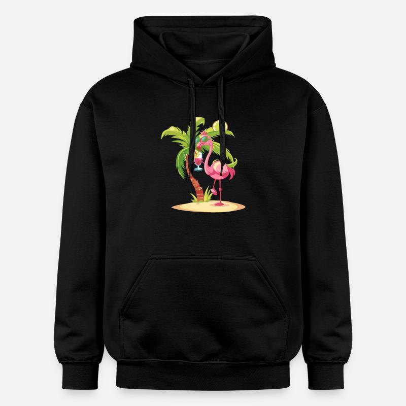 Flamingo Sommer Strand Comic - Gildan Unisex Softstyle® Midweight Hoodie - Schwarz