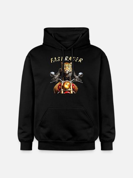 LEOPARD MOTORCYCLE FAST RACER - Gildan Unisex Softstyle® Midweight Hoodie - black