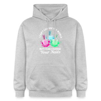 Kosmetikerin - Gildan Unisex Softstyle® Midweight Hoodie - Hellgrau meliert - Vorne - Liana (172cm) & Jaron (178cm)
