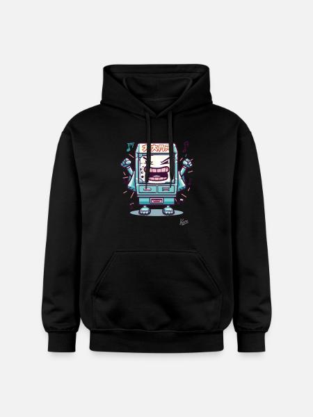 Hauska arcade-videopelilaatikko on - Gildan Unisex Softstyle® Midweight huppari - musta