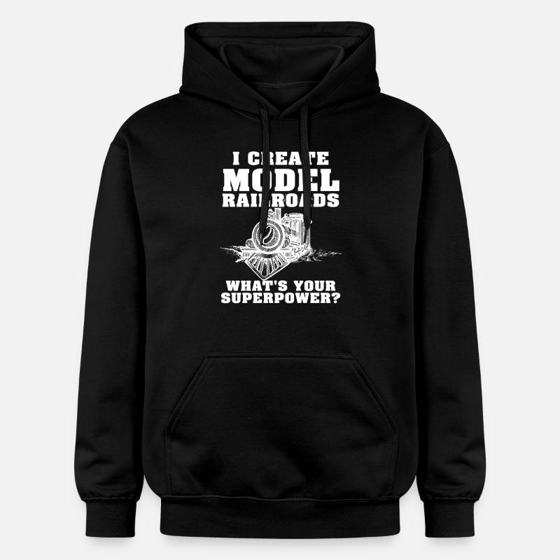 I Create Model Railroads Superpower - Gildan Unisex Softstyle® Midweight Hoodie - black