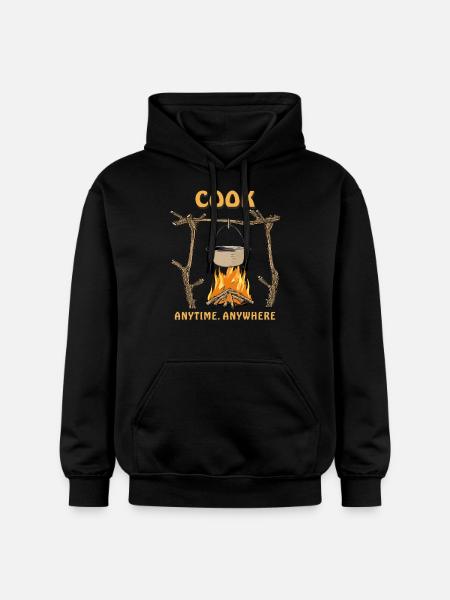 FIRE PIT COOK ANYTIME, ANYWHERE - Gildan Unisex Softstyle® Midweight Hoodie - black