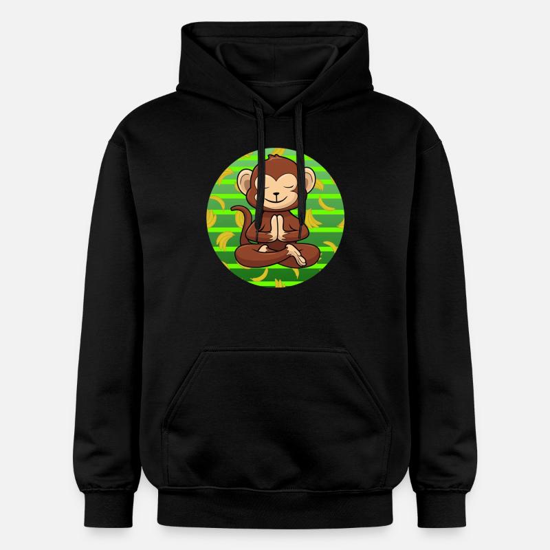 Yoga Monkey Zoo Om Méditer - Sweat à capuche Softstyle® Gildan Unisexe - noir
