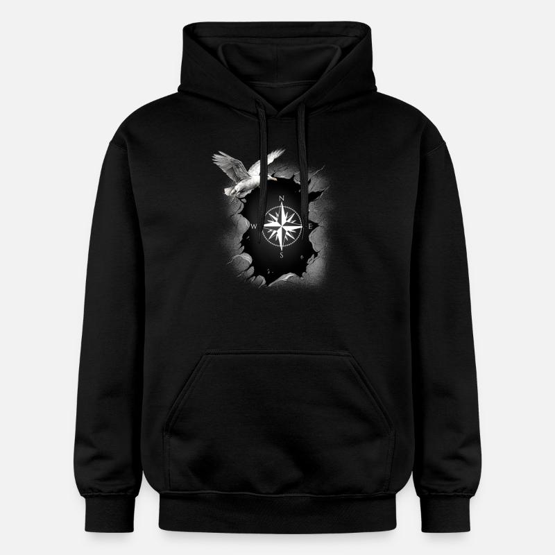 maritim Möwe Kompass Möwen Windrose - Gildan Unisex Softstyle® Midweight Hoodie - Schwarz
