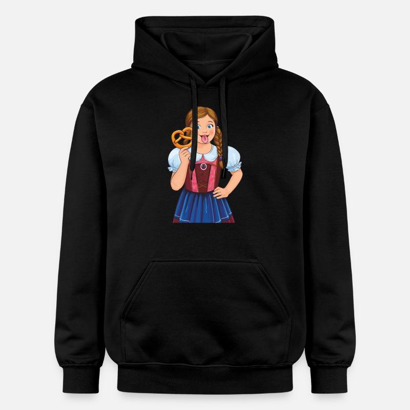 MÄDCHEN DIRNDL BREZEL - Gildan Unisex Softstyle® Midweight Hoodie - Schwarz