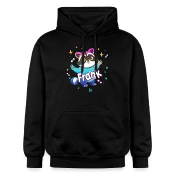 FRANK - Beautiful boy name with cute raccoon - Gildan Unisex Softstyle® Midweight Hoodie - black - Front - Marisol (170cm) & Nik (191cm)