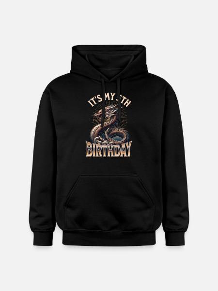 Dragon 5th Birthday Dragon - Gildan Unisex Softstyle® Midweight Hoodie - black