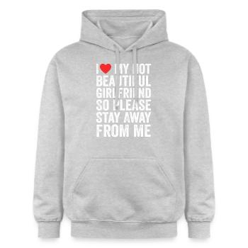 I Love My Hot Beautiful Girlfriend - Sweat à capuche Softstyle® Gildan Unisexe - gris clair chiné - Devant - Liana (172cm) & Jaron (178cm)