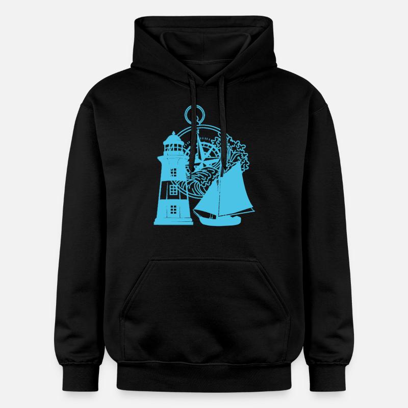 Boussole maritime Voilier Phare - Sweat à capuche Softstyle® Gildan Unisexe - noir