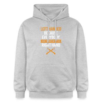 Axe - Gildan Unisex Softstyle® Midweight Hoodie - light heather grey - Front - Liana (172cm) & Jaron (178cm)