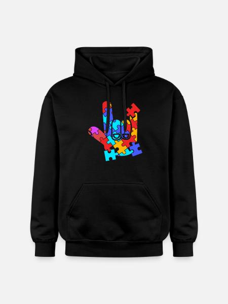 Sign language sign ASL deaf - Gildan Unisex Softstyle® Midweight Hoodie - black