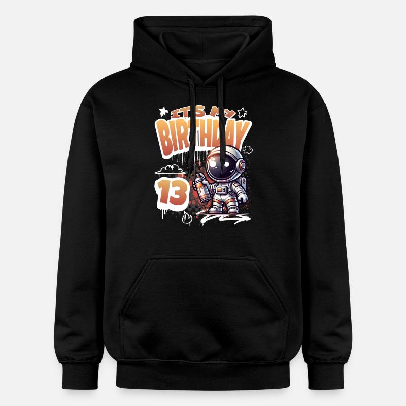 Graffiti astronaute 13e anniversaire - Sweat à capuche Softstyle® Gildan Unisexe - noir