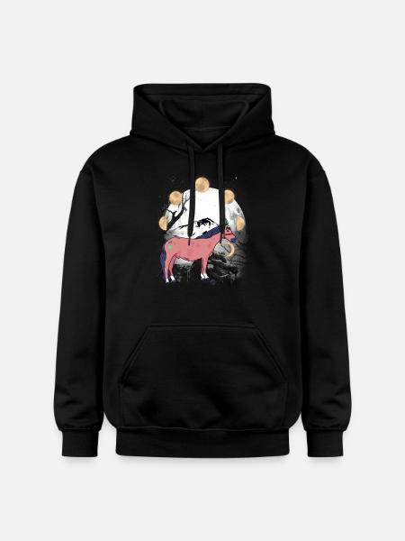 Chamanes Cheval Chevaux Chaman Lune - Sweat à capuche Softstyle® Gildan Unisexe - noir